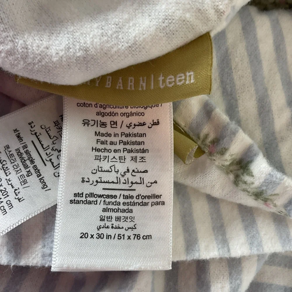Pottery Barn Teen‎ Georgia Wreath Organic Flannel Sheet Set TWIN XL Winter Sham